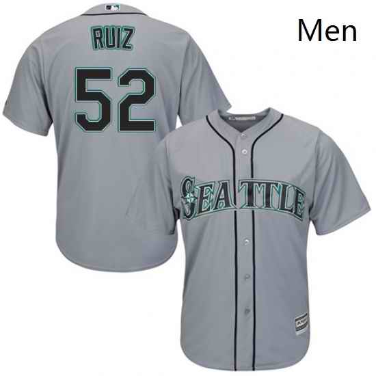 Mens Majestic Seattle Mariners 52 Carlos Ruiz Replica Grey Road Cool Base MLB Jersey